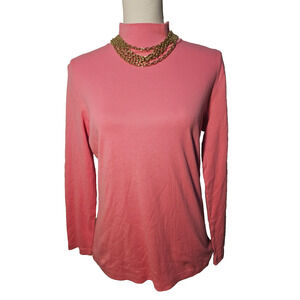 NWT Talbots Womens Pink Mockneck Long Sleeve Shirt Size Petite X